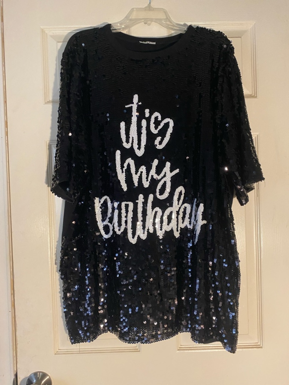 Sequin "It's My Birthday" Black Mini Dress
